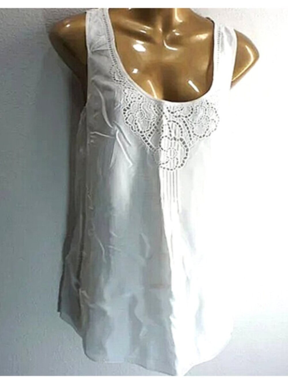 White House Black Market White Silk Top size XL